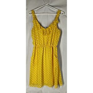 Maurice's Women's Medium Yellow Polka Dot Sleeveless Dress Pockets